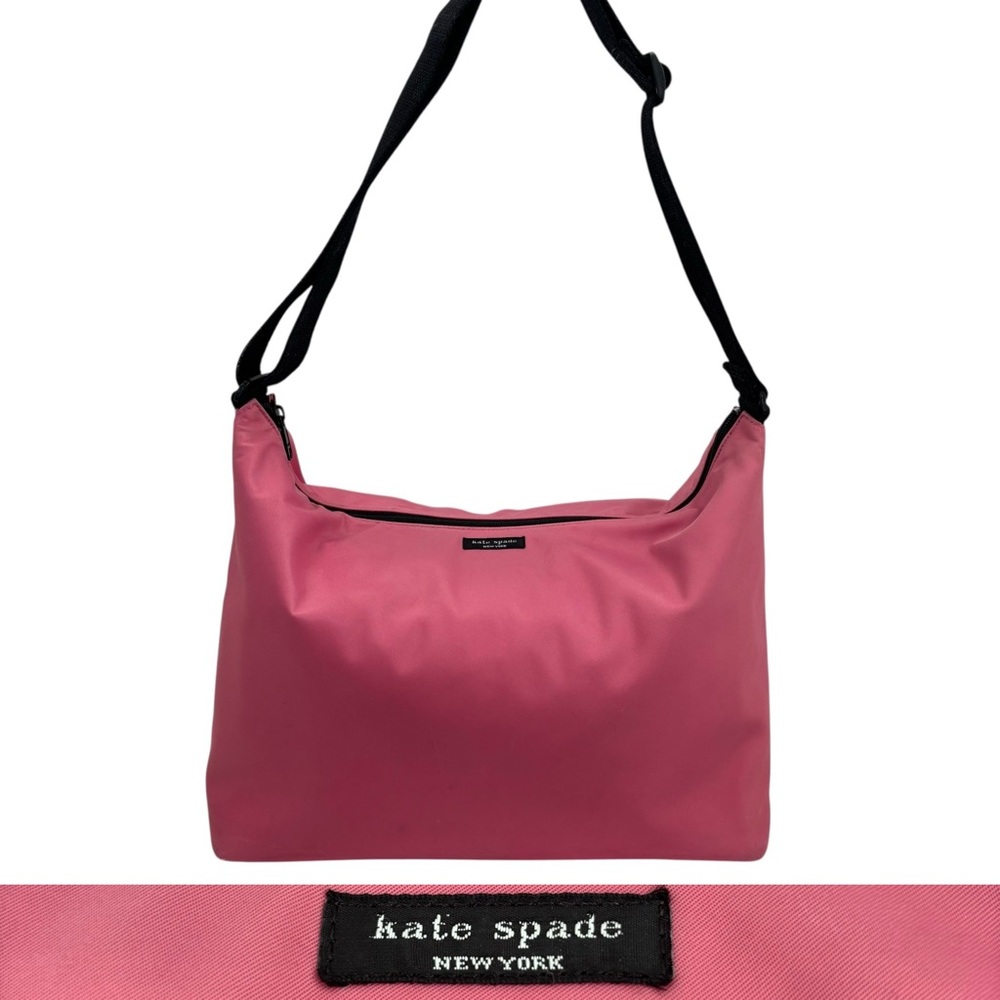 Kate Spade Rose Pink Nylon Large Zippered Tote Bag Purse Vintage 90's